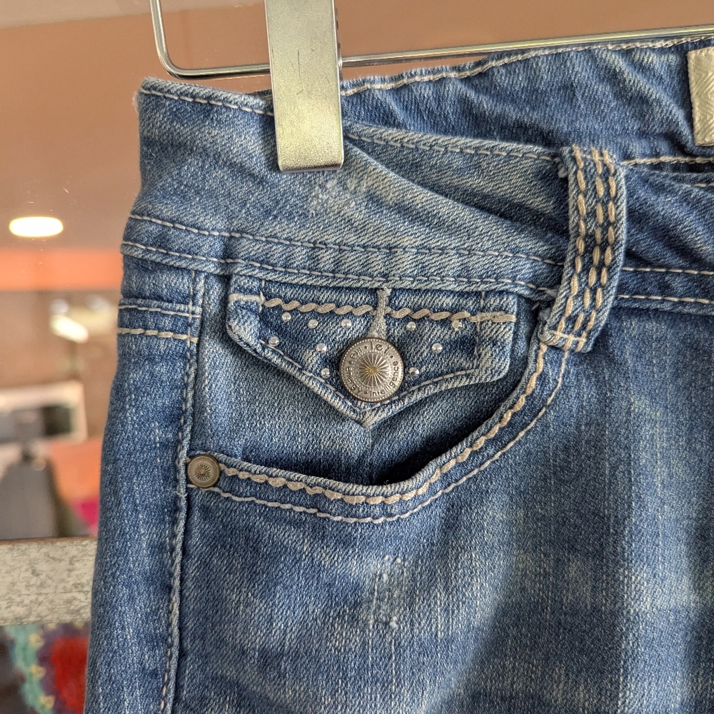 Vintage Y2K LEI Low Rise Capri Jeans Ashley Bling Baddie Blue Jeans Junior 1 - Picture 10 of 16
